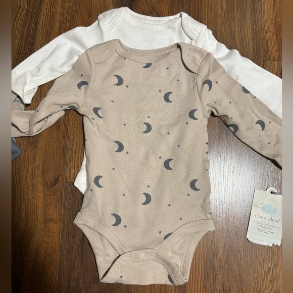 Cloud Island Baby 4pk Long Sleeve Moons Bodysuit - Gray 0-3M - Picture 6 of 6